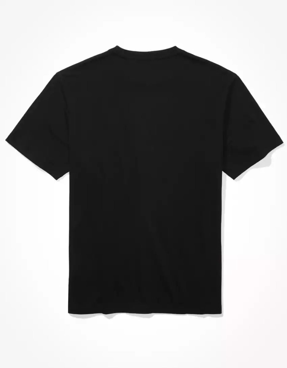 T Shirt Graphique American Eagle AE Super Soft Logo Noir Obsidienne Homme | PBM-71937686